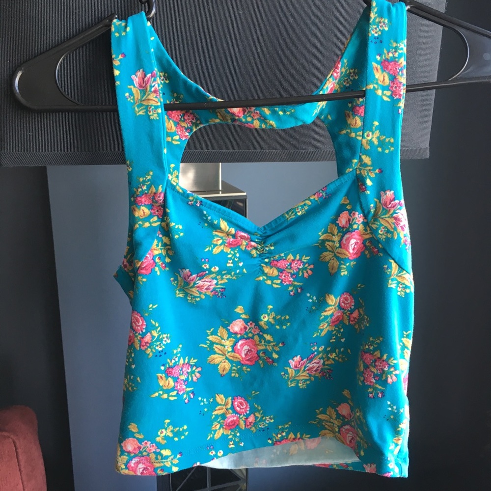 Open Back Flower Crop Top